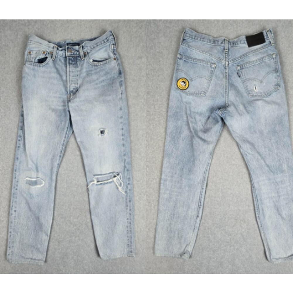 Levi's 501 Jeans 28x28 Original Fit Button Fly Joe Cool California Snoopy Patch